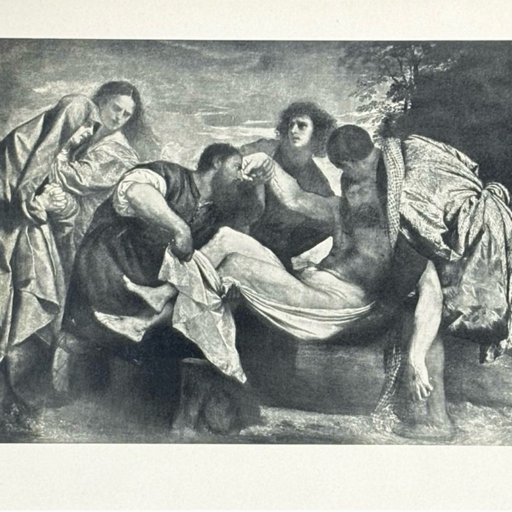 TITIAN Italian Artist THE ENTOMBMENT Art Print Original 1900 Vintage Boston, MA - Picture 5 of 9